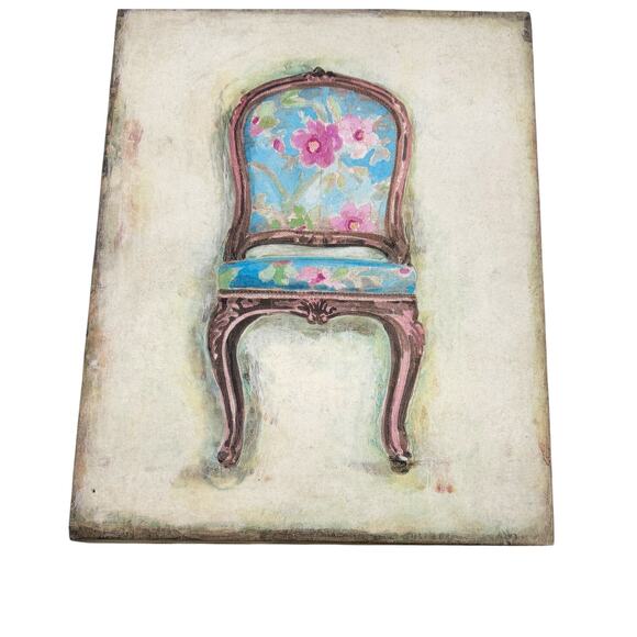 Cottage Shabby Chic Dainty Wall Art Print Floral Chair Gallery Wrapped 10" x 8" - Picture 5 of 9